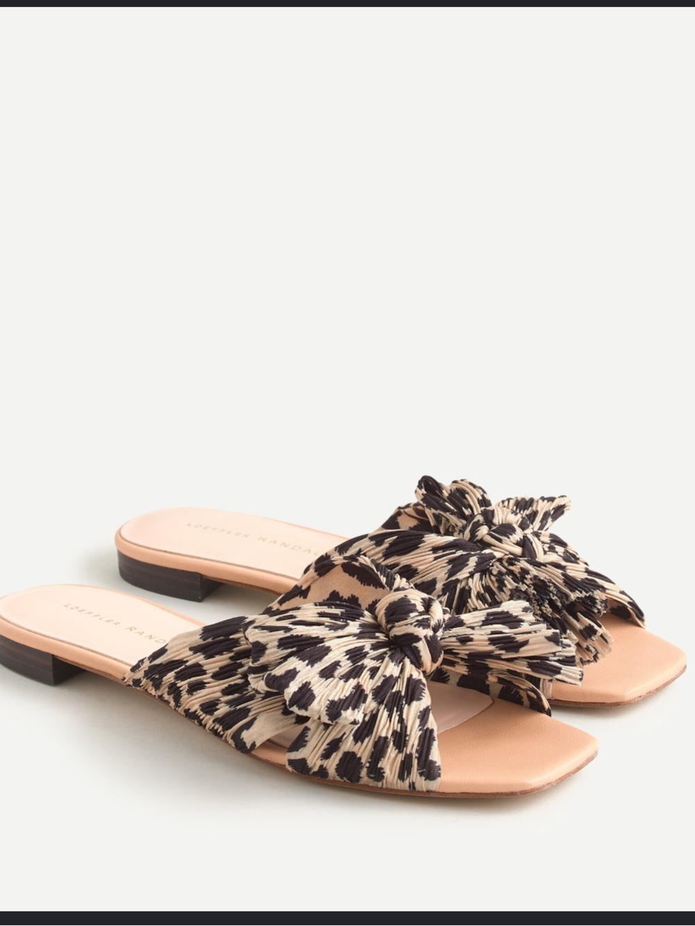 Loeffler Randall Daphne Leopard-Print Bow Slide Sandals - Beige/Black